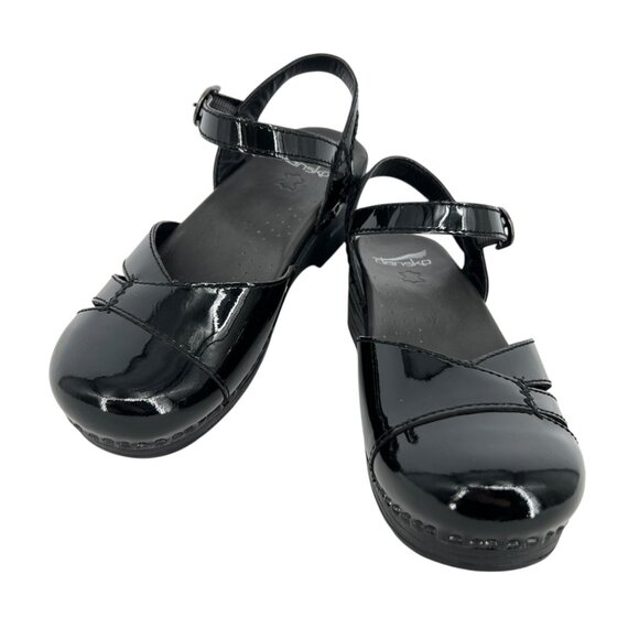 Dansko Maeve Patent Leather Closed Toe Black Sandals Womens Size 37 US 7 - Picture 2 of 13